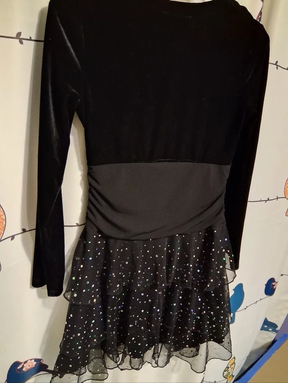 Amy Byer Black Velvet Shrug with Sparkle Skirt Girls Dress Size 14